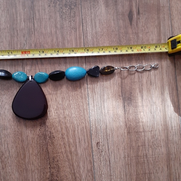 Necklace Earings Set Turquoise Colours Stone Shapes Artificial - Picture 11 of 16